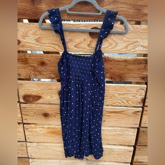 Madewell navy polka dot summer‎ dress. Button front, flutter sleeves. Sz 2 - Picture 5 of 5